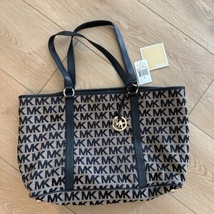 Michael Kors Summer Black and Tan Logo Tote